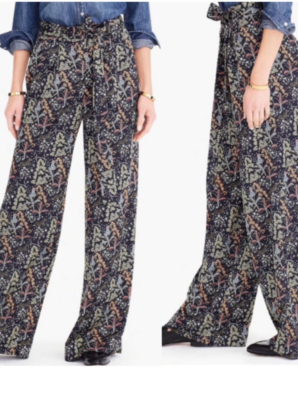 J Crew Point Sur Navy High Waist Wide Leg Jungle Palazzo Pant 14